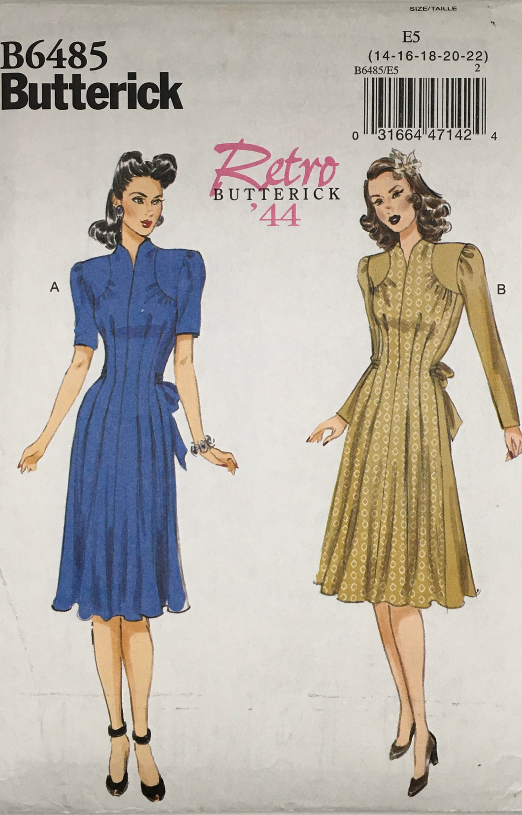1944 Reproduction Sewing Pattern: Butterick B6485