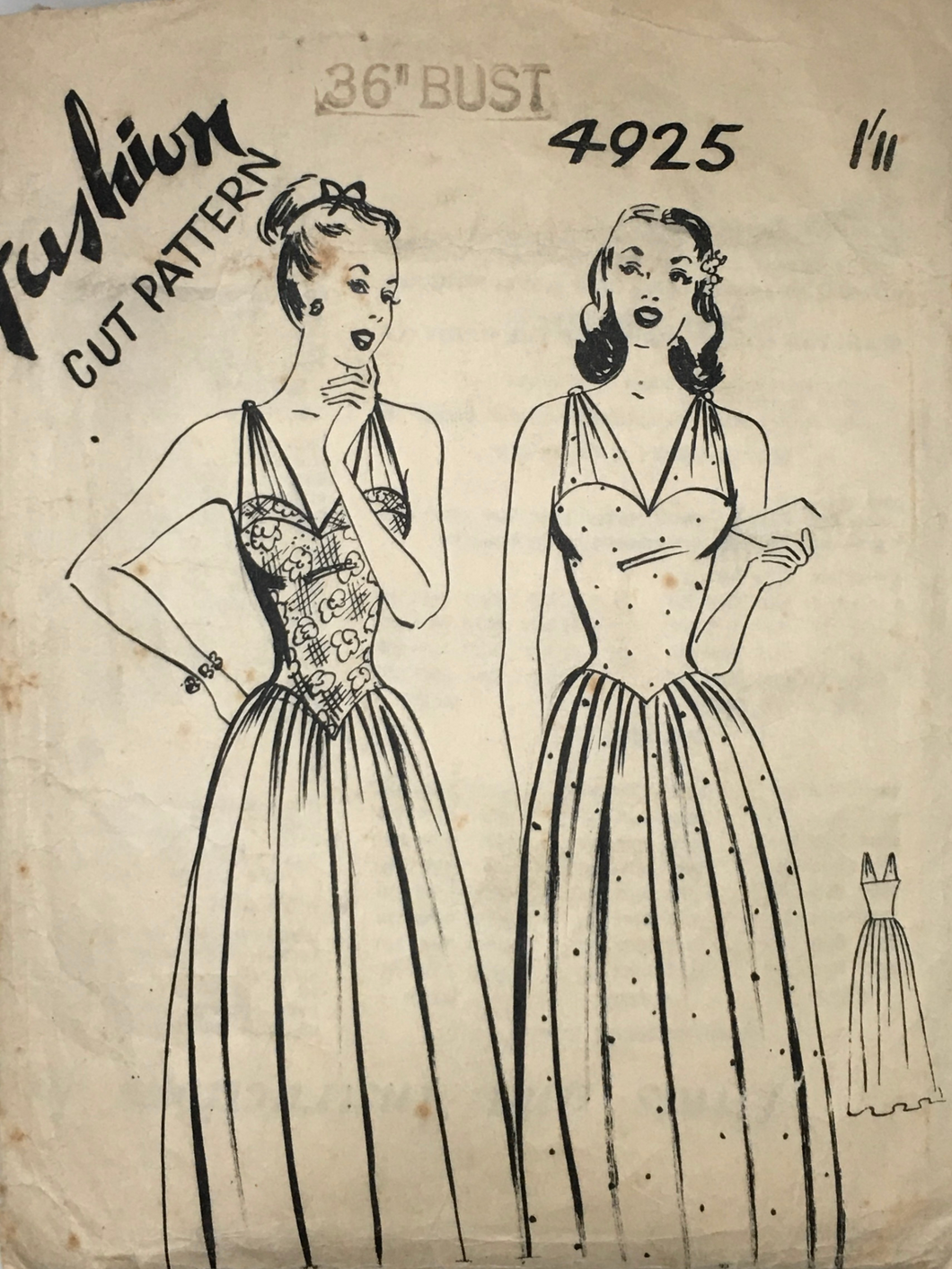 1940's Vintage Sewing Pattern: Fashion Cut 4925