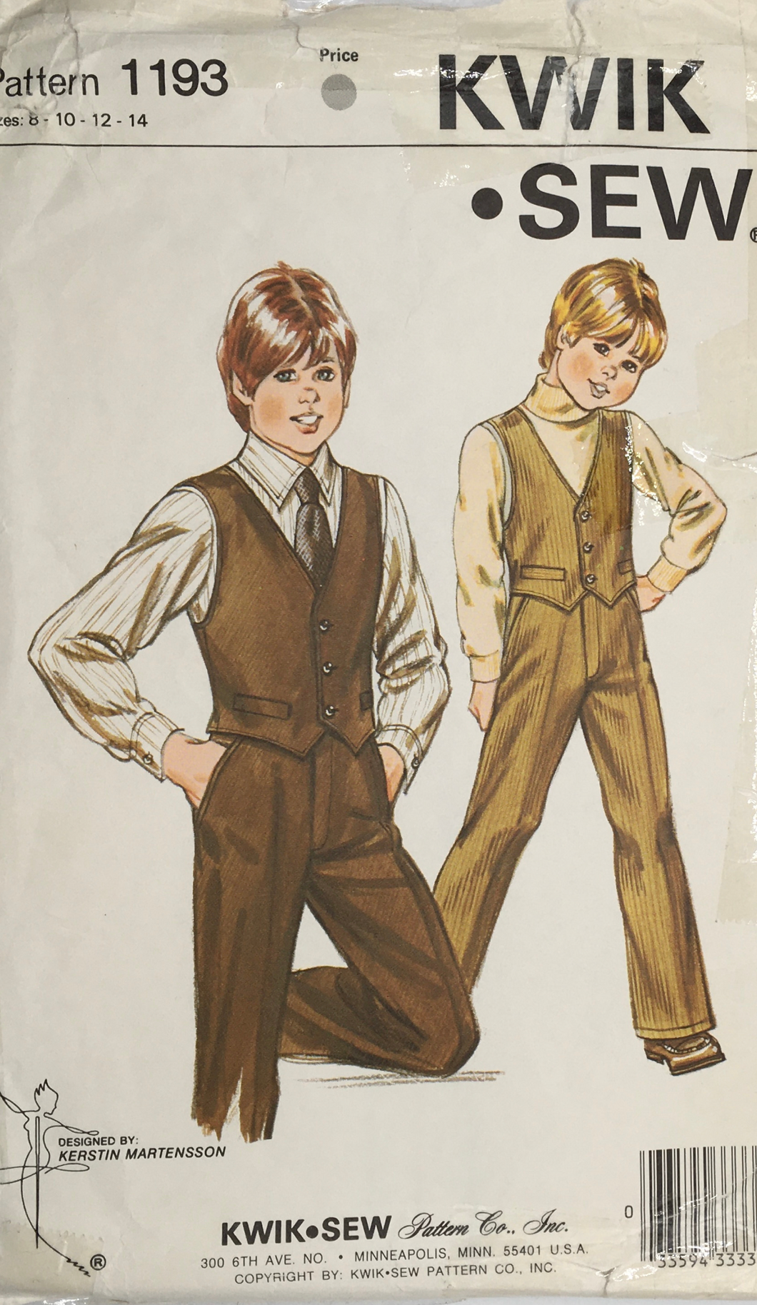 1980's Vintage Sewing Pattern: Kwik Sew 1193