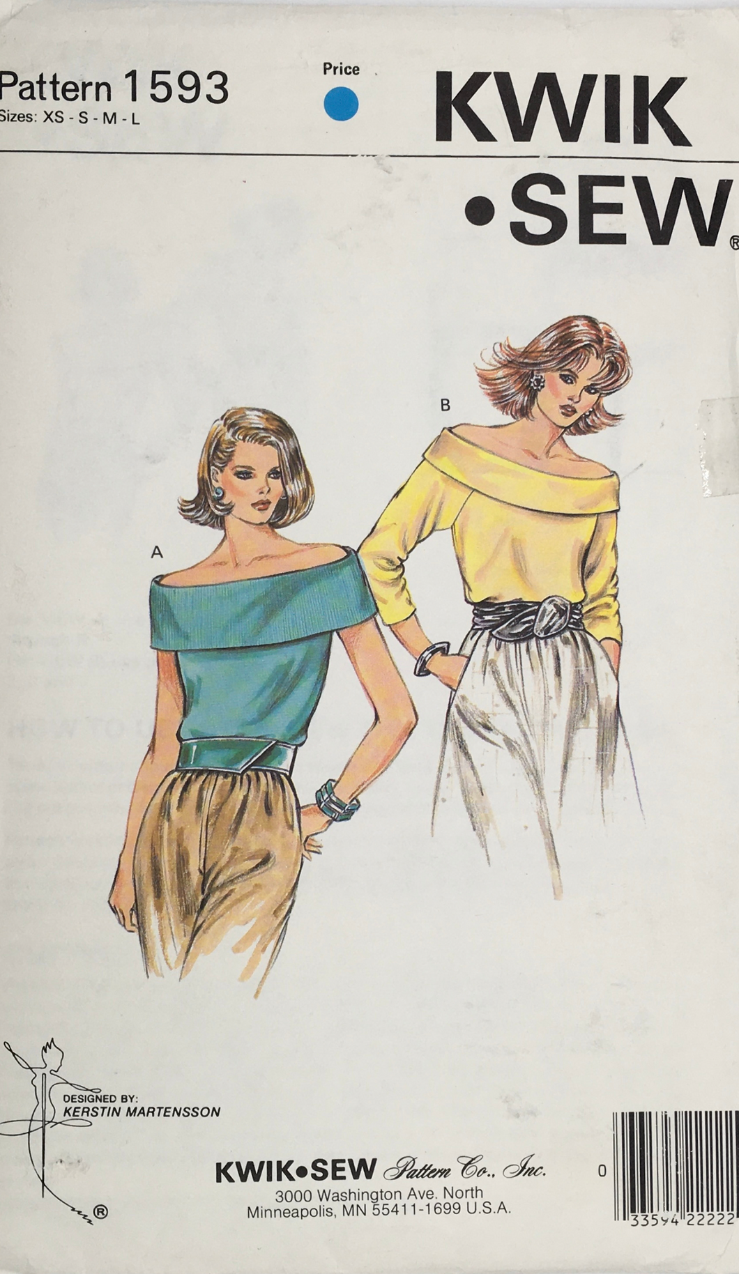 1986 Vintage Sewing Pattern: Kwik Sew 1593