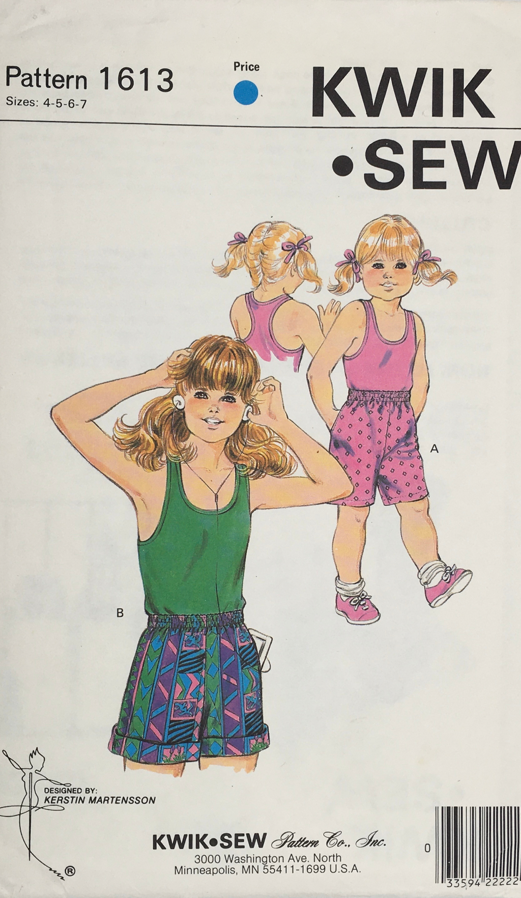 1980's Vintage Sewing Pattern: Kwik Sew 1613