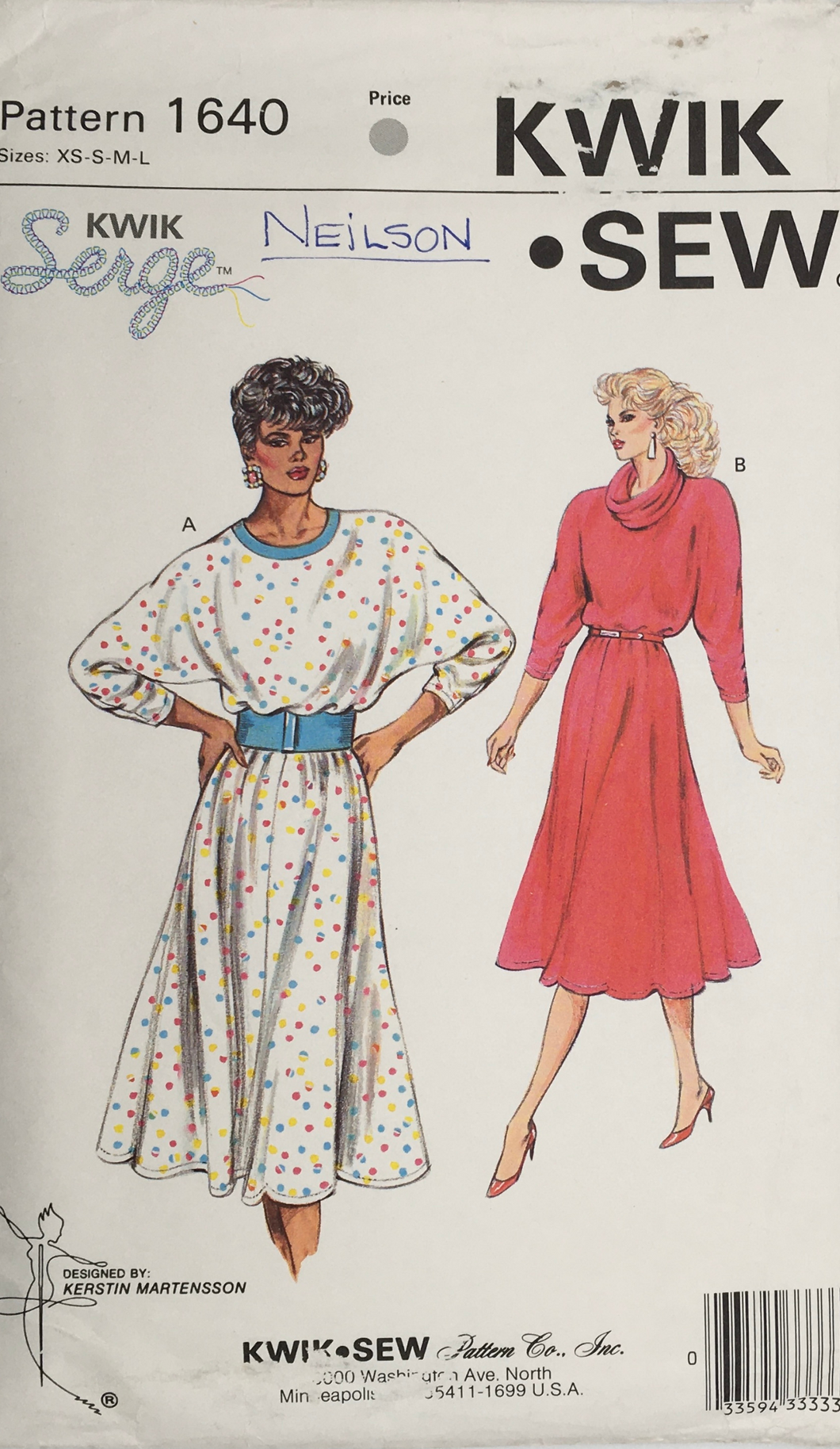 1987 Vintage Sewing Pattern: Kwik Sew 1640