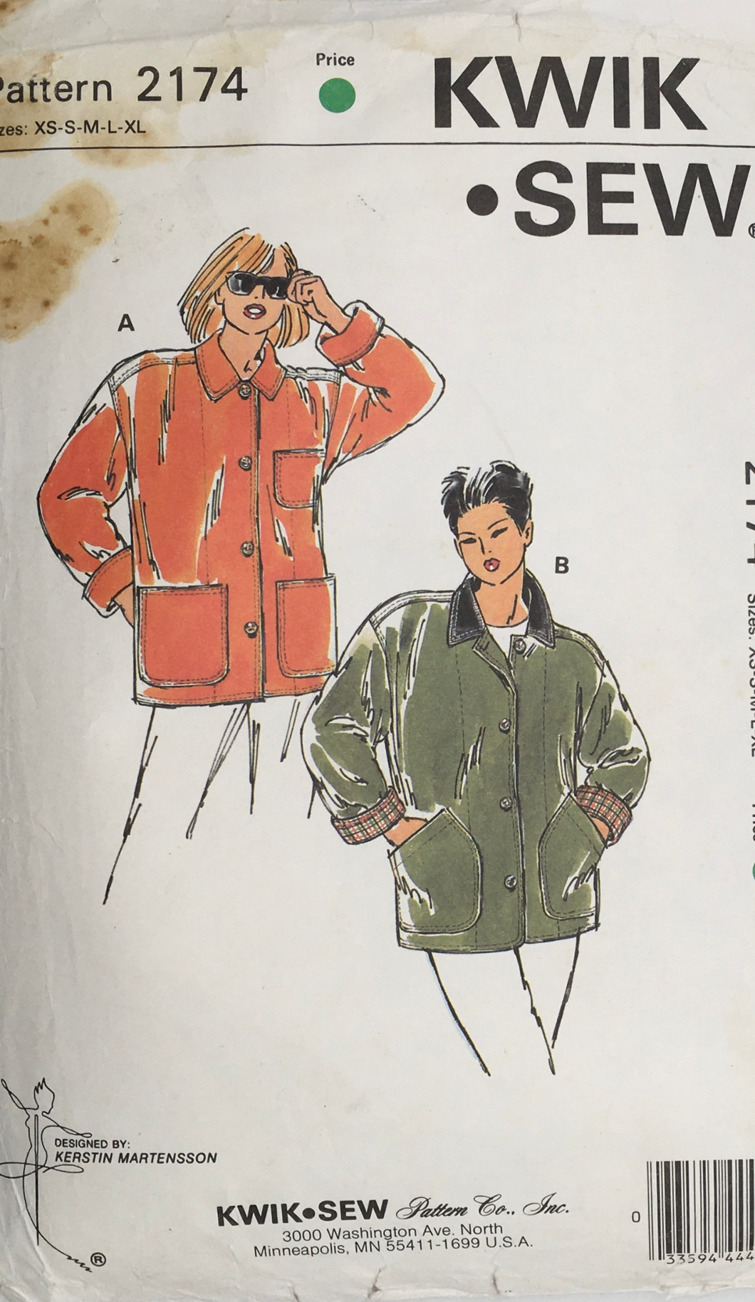 1990's Sewing Pattern: Kwik Sew 2174