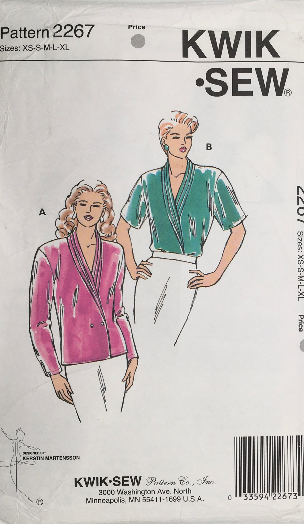 1990's Vintage Sewing Pattern: Kwik Sew 2267