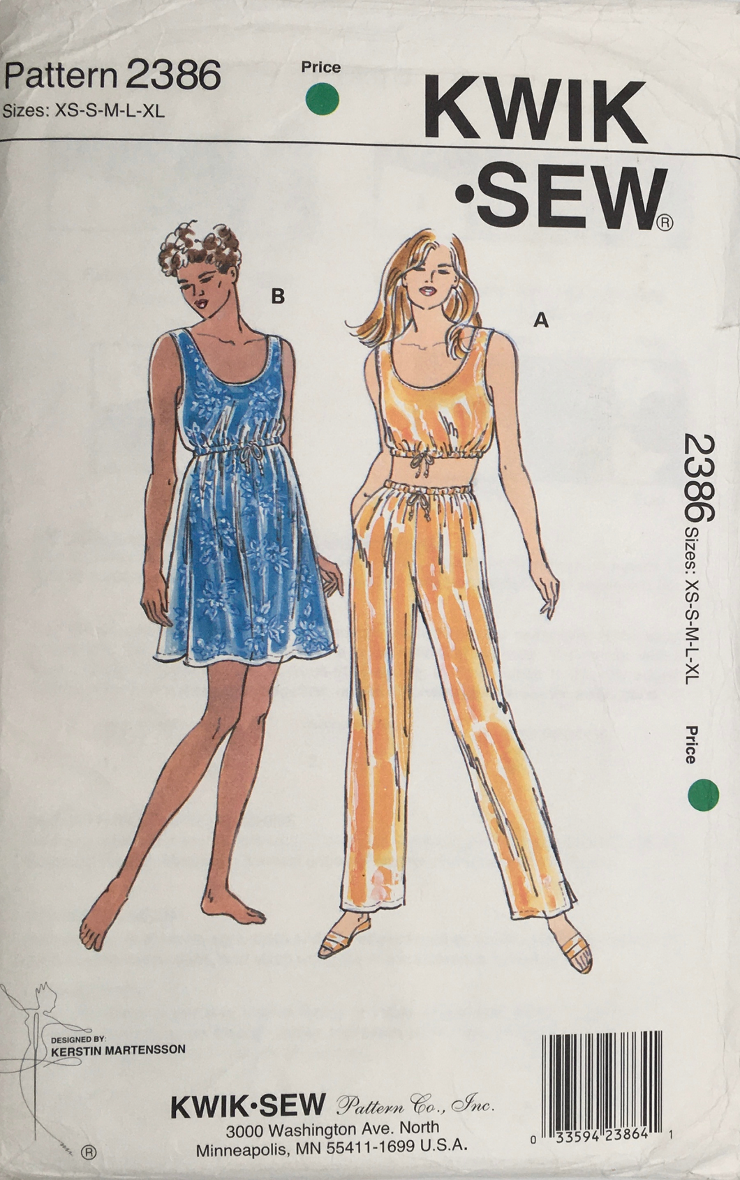 1994 Vintage Sewing Pattern: Kwik Sew 2386