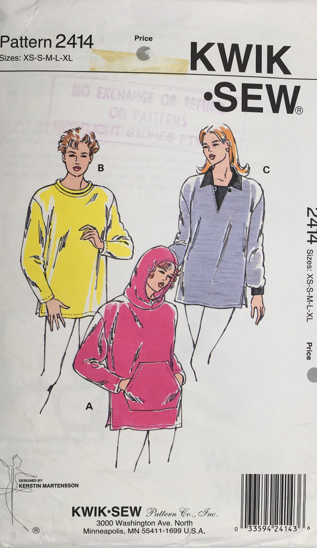 1990's Vintage Sewing Pattern: Kwik Sew 2414