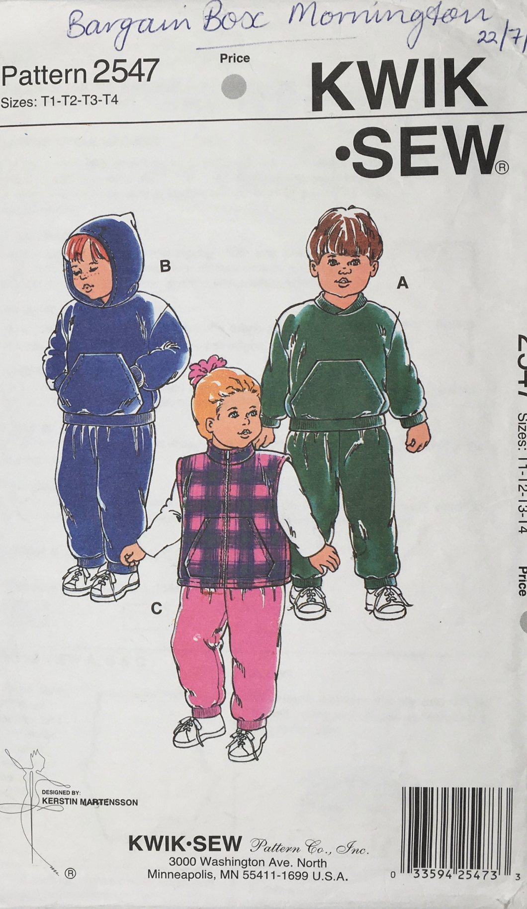 1990's Vintage Sewing Pattern: Kwik Sew 2547