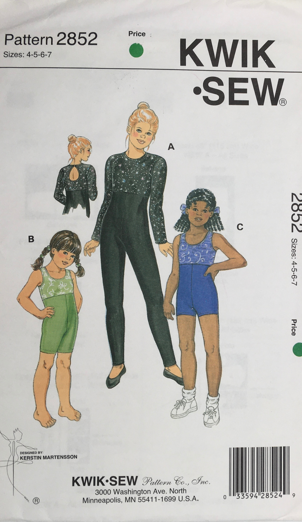 1999 Vintage Sewing Pattern: Kwik Sew 2852