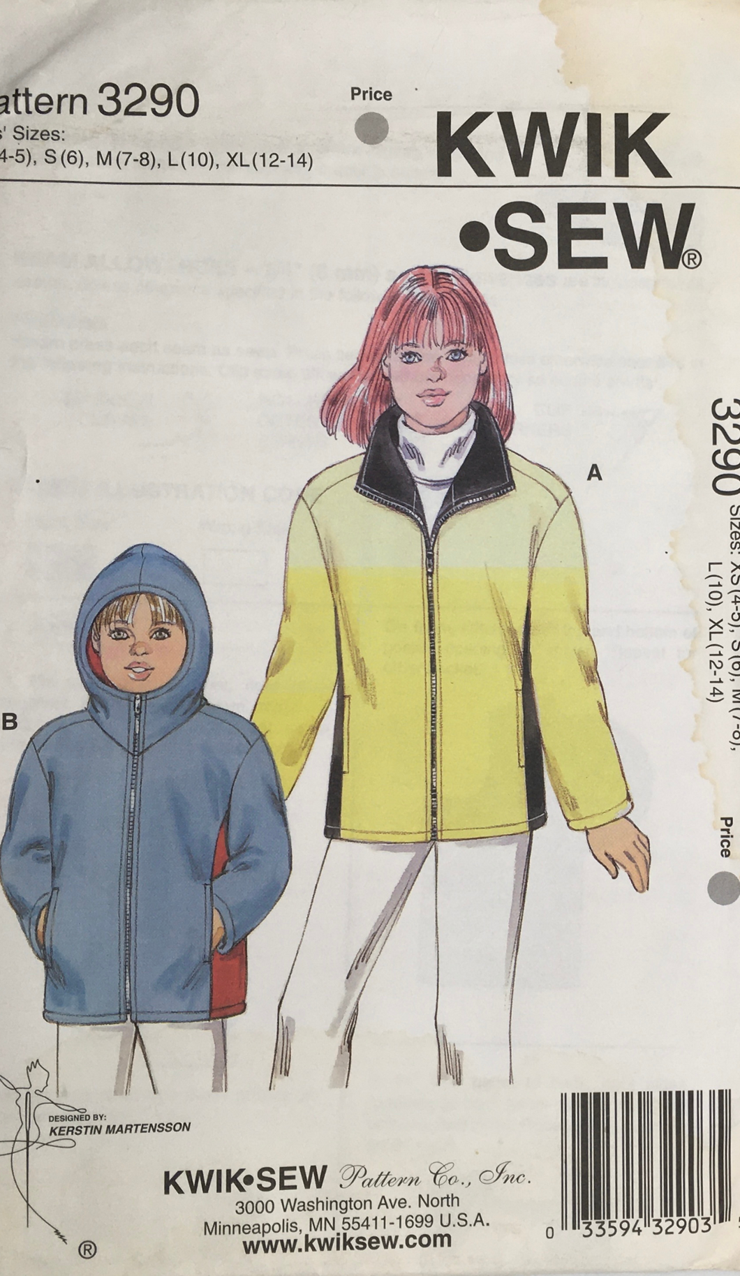 1990's Sewing Pattern: Kwik Sew 3290