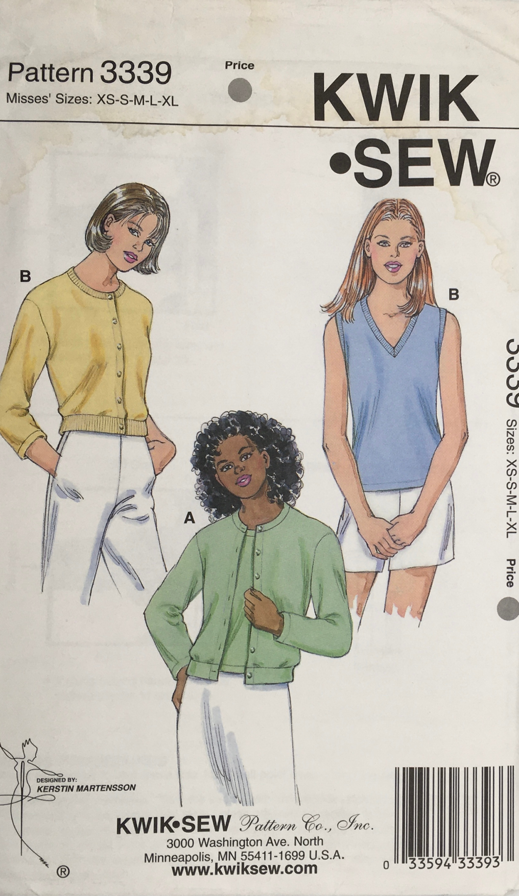 1990's Sewing Pattern: Kwik Sew 3339