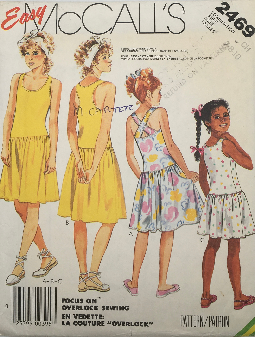 1986 Vintage Sewing Pattern: McCalls 2469