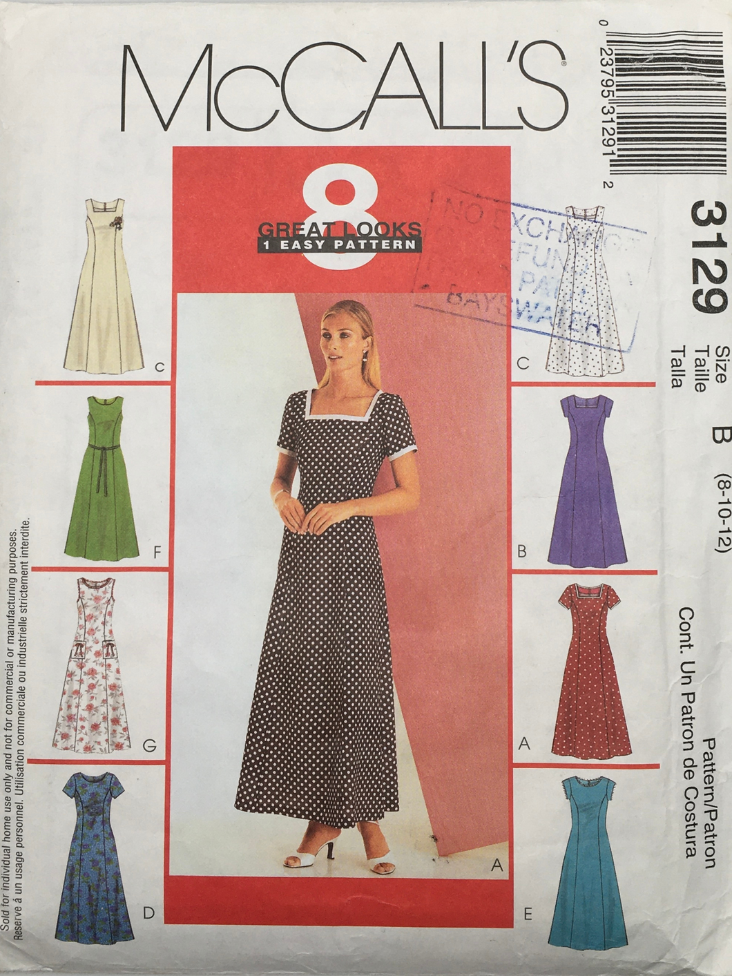 2001 Sewing Pattern: McCalls 3129