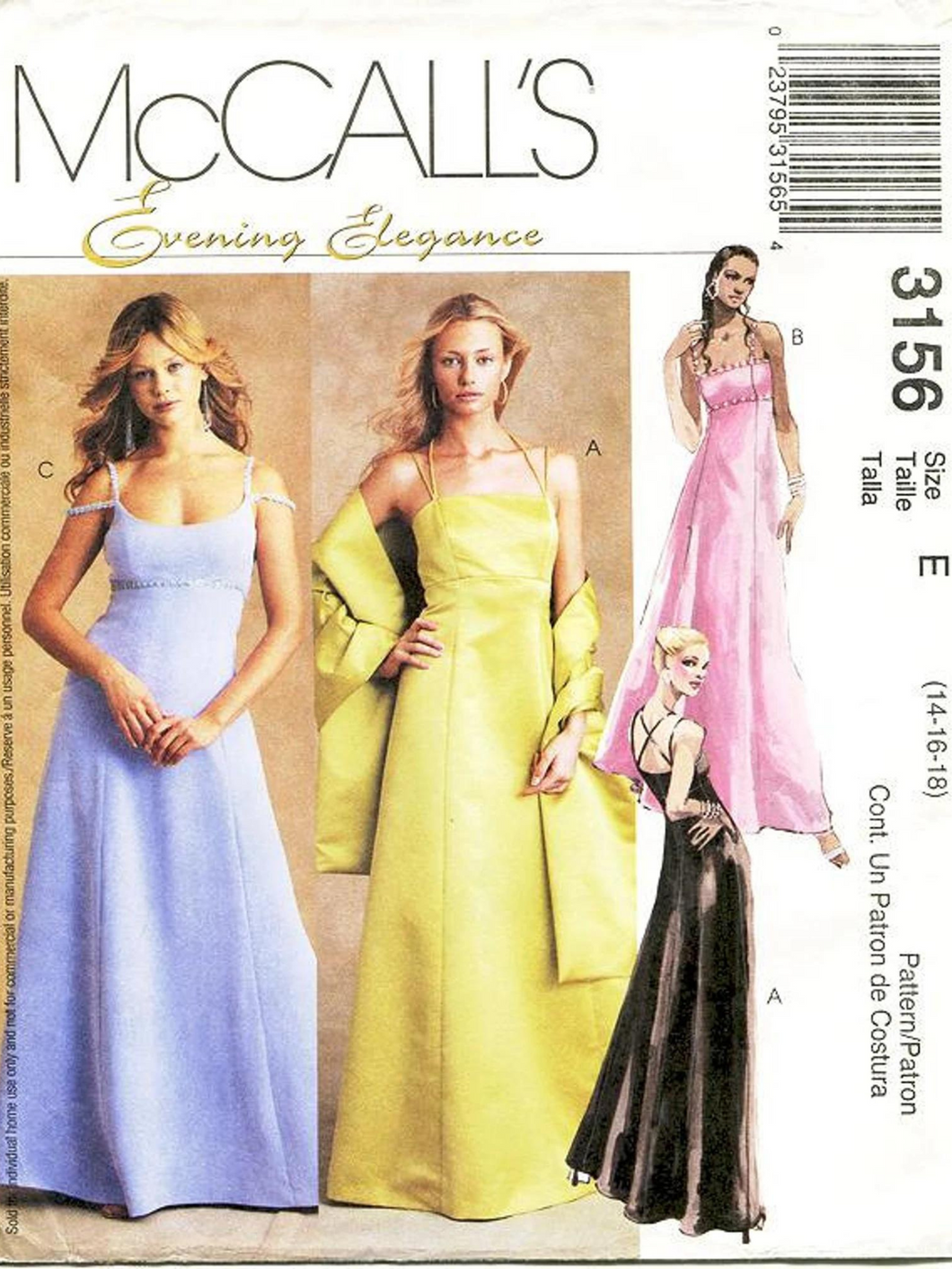 2001 Sewing Pattern: McCalls 3156