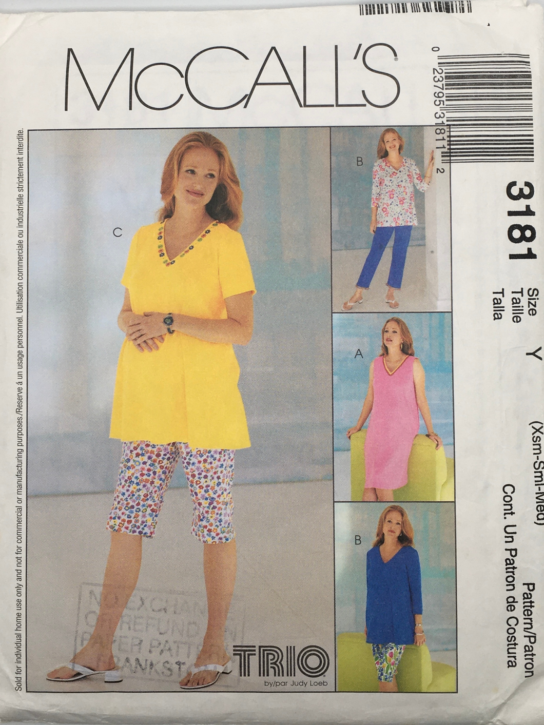 2001  Sewing Pattern: McCalls 3181