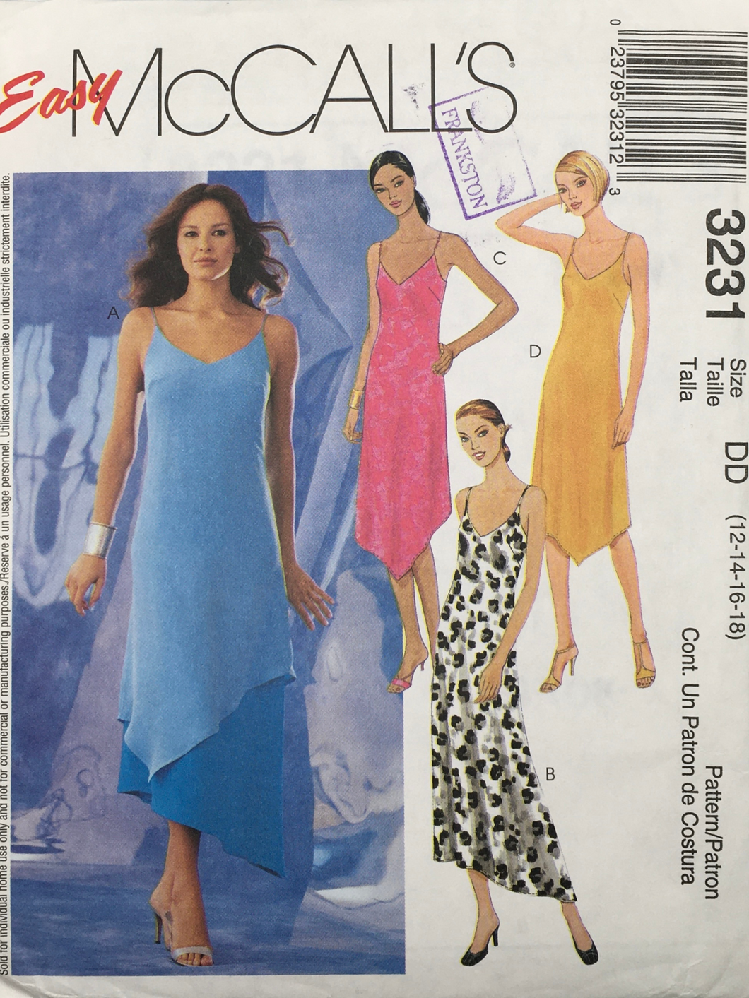 2001 Sewing Pattern: McCalls 3231