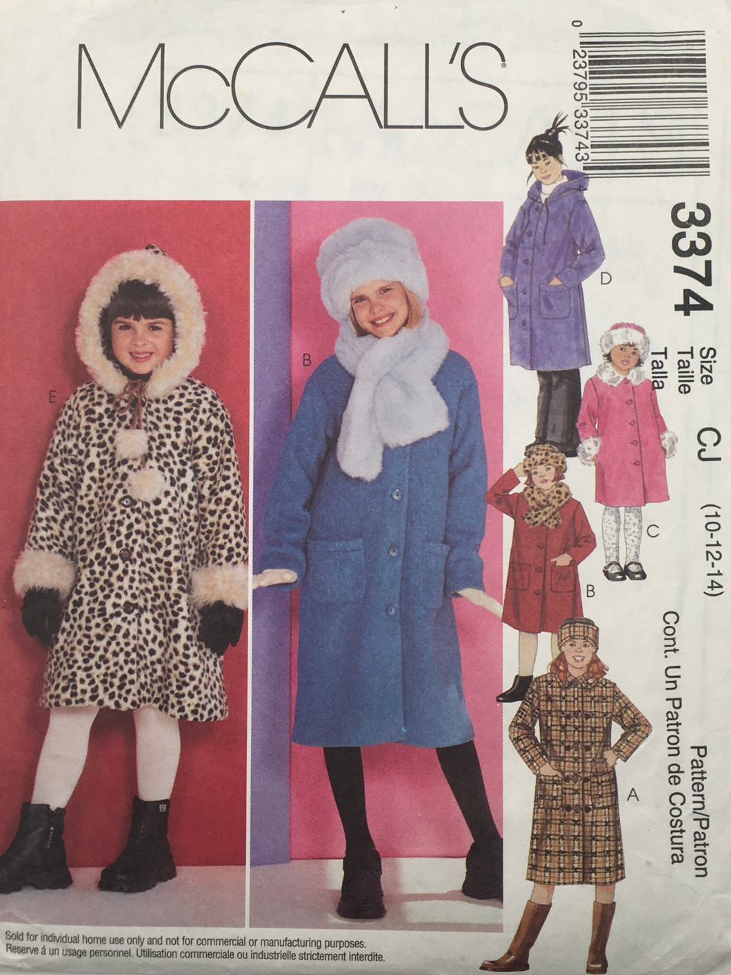 2001  Sewing Pattern: McCalls 3374