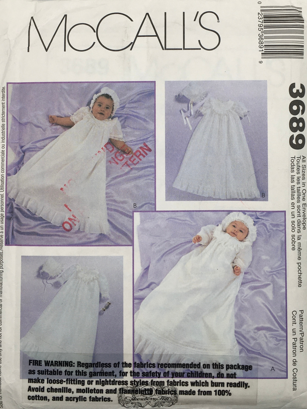 2002 Sewing Pattern: McCalls 3689