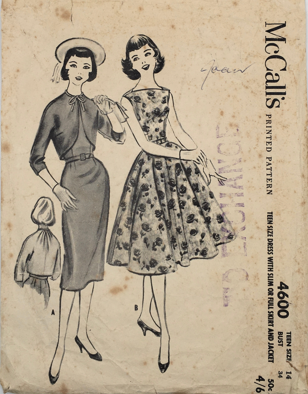 1960’s Vintage Sewing Pattern: McCalls 4600