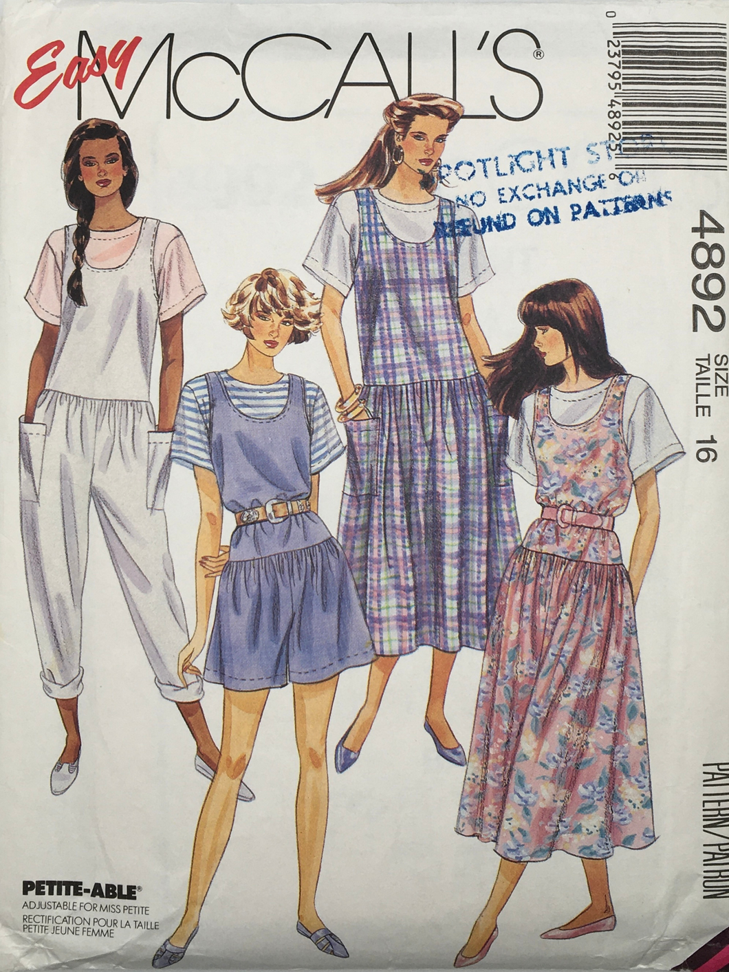 1990 Vintage Sewing Pattern: McCalls 4892