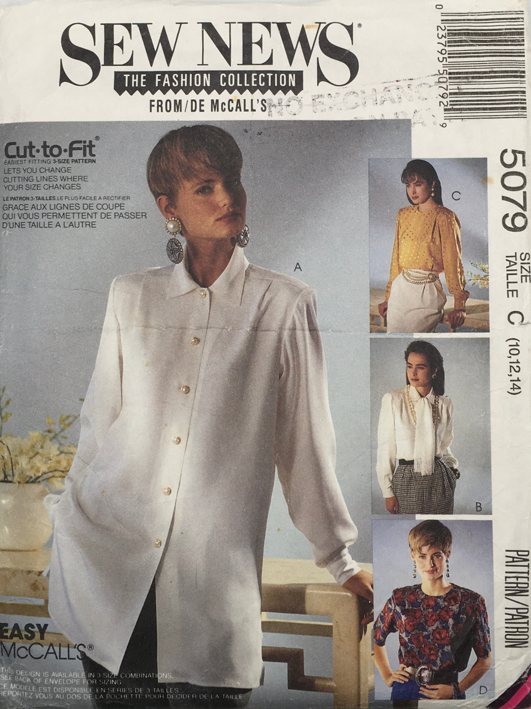 1990 Vintage Sewing Pattern: McCalls 5079