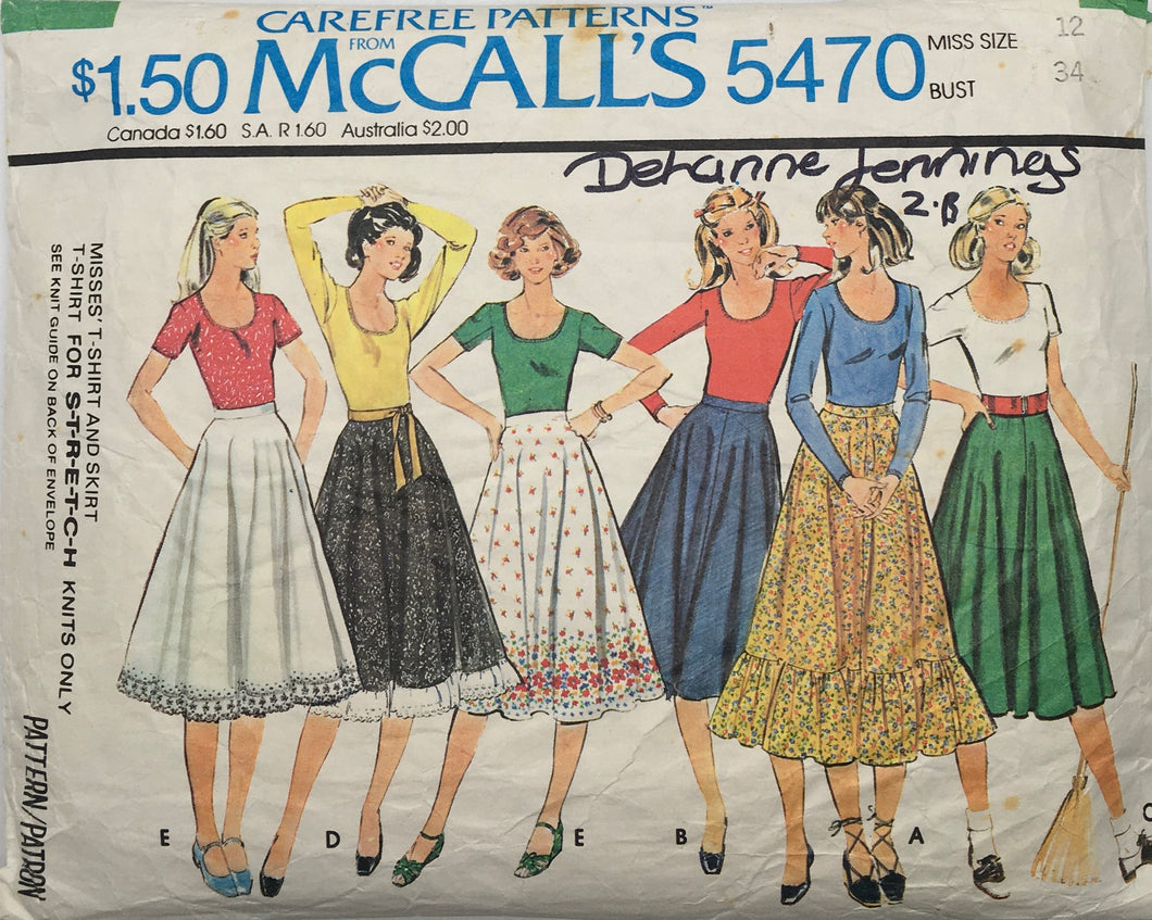 1977 Vintage Sewing Pattern: McCalls 5470