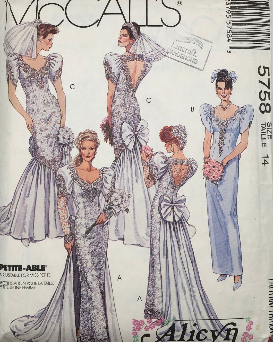 1992 Vintage Sewing Pattern: McCalls 5758