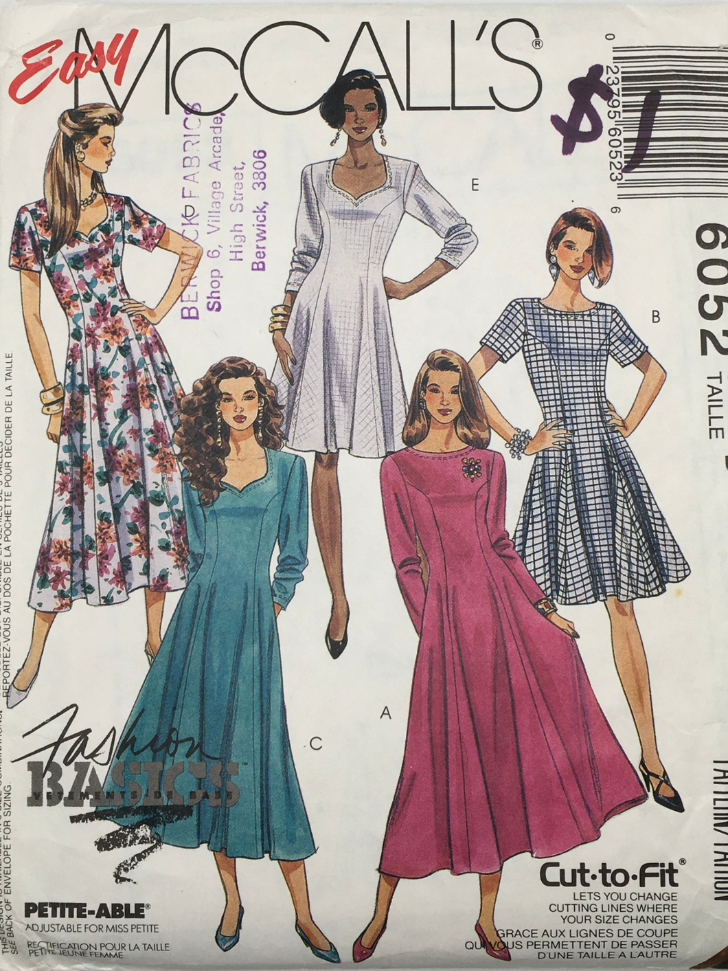 1992 Vintage Sewing Pattern: McCalls 6052