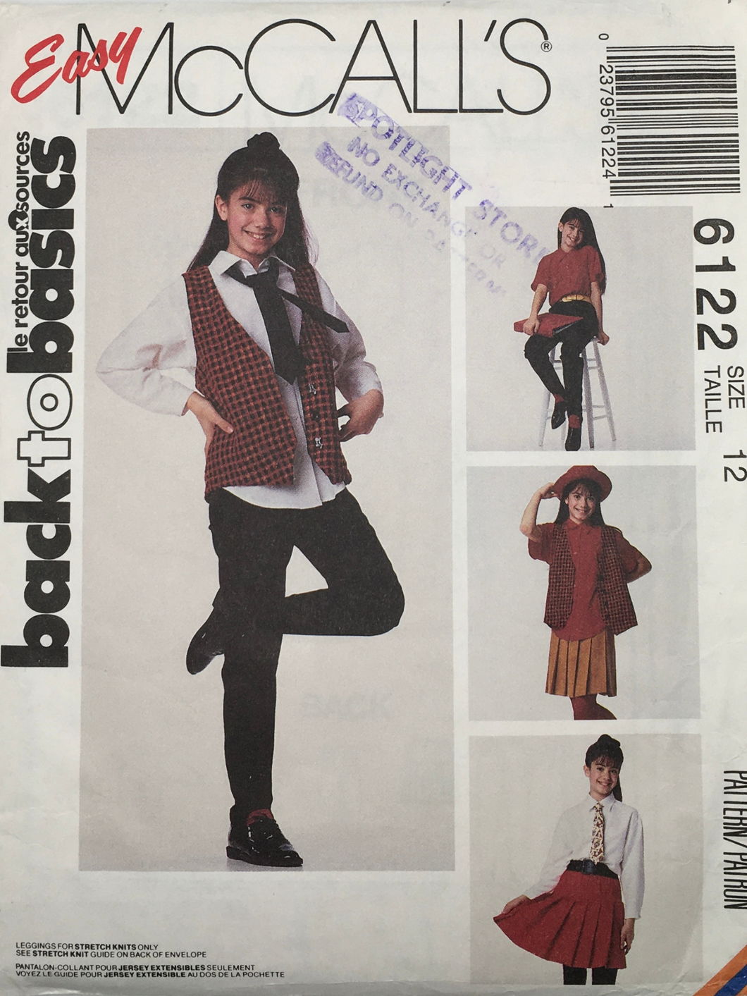 1992 Vintage Sewing Pattern: McCalls 6122