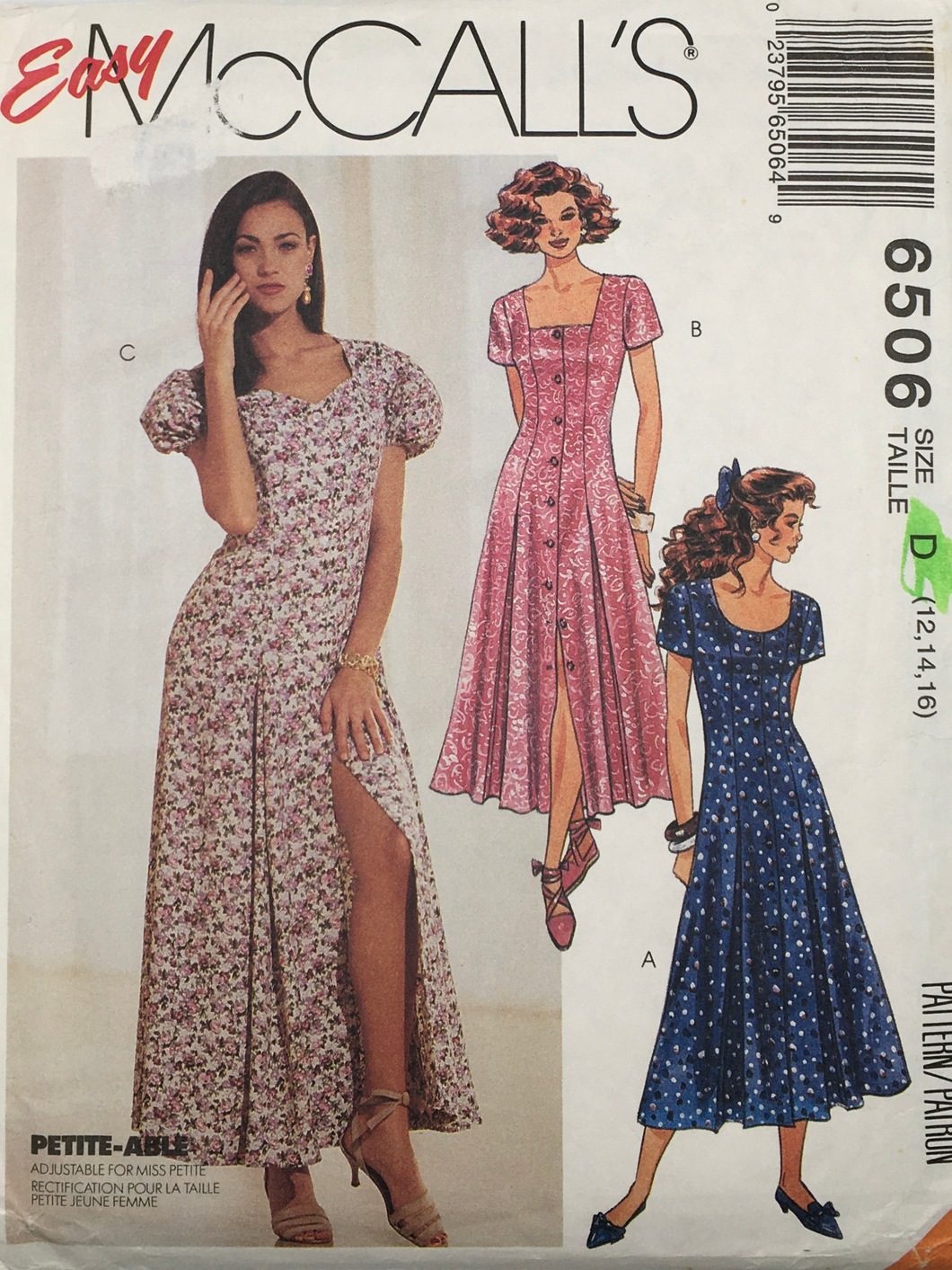 1993 Vintage Sewing Pattern: McCalls 6506