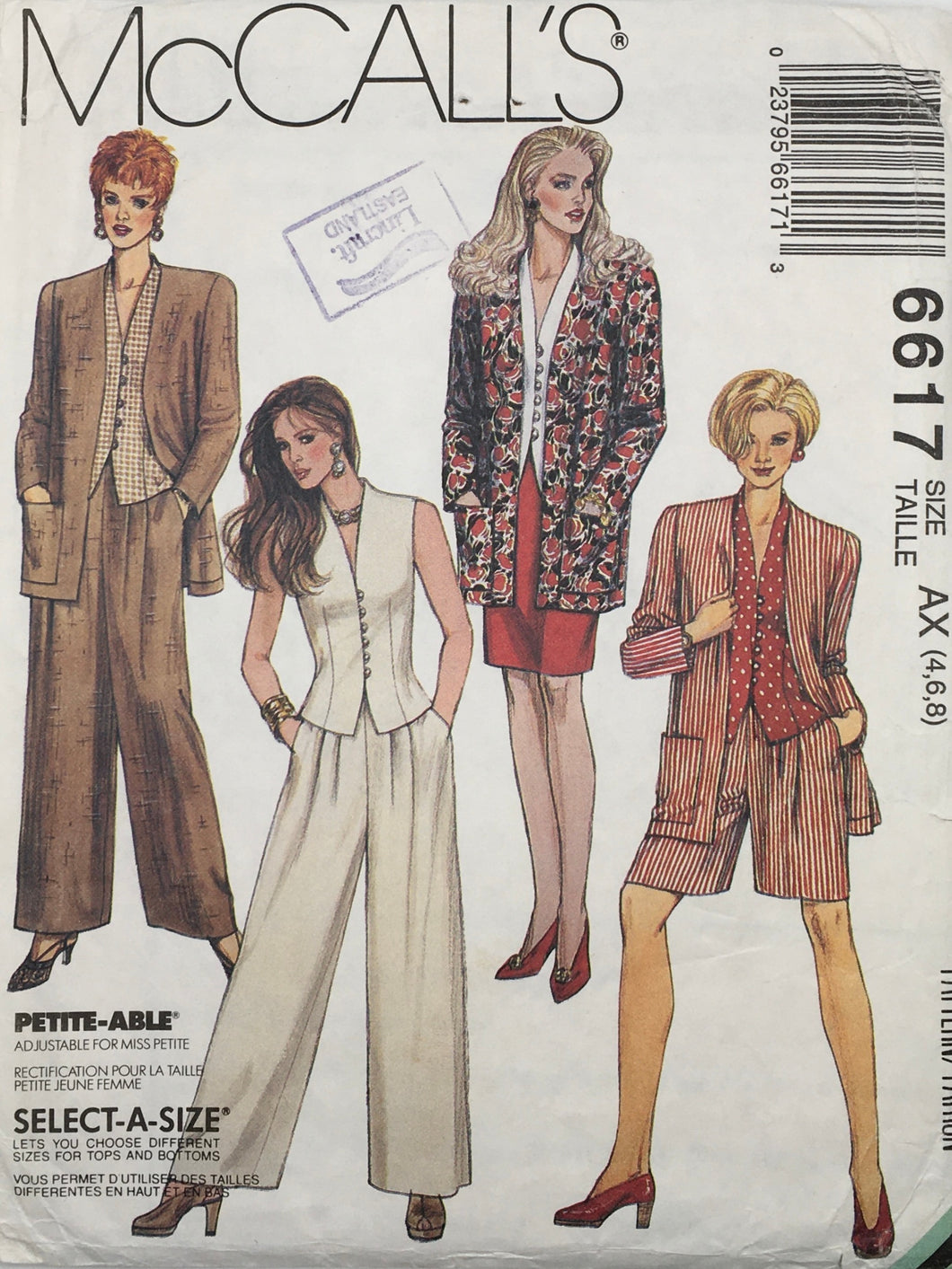 1993 Vintage Sewing Pattern: McCalls 6617