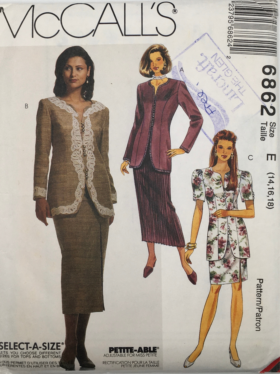 1993 Vintage Sewing Pattern: McCalls 6862