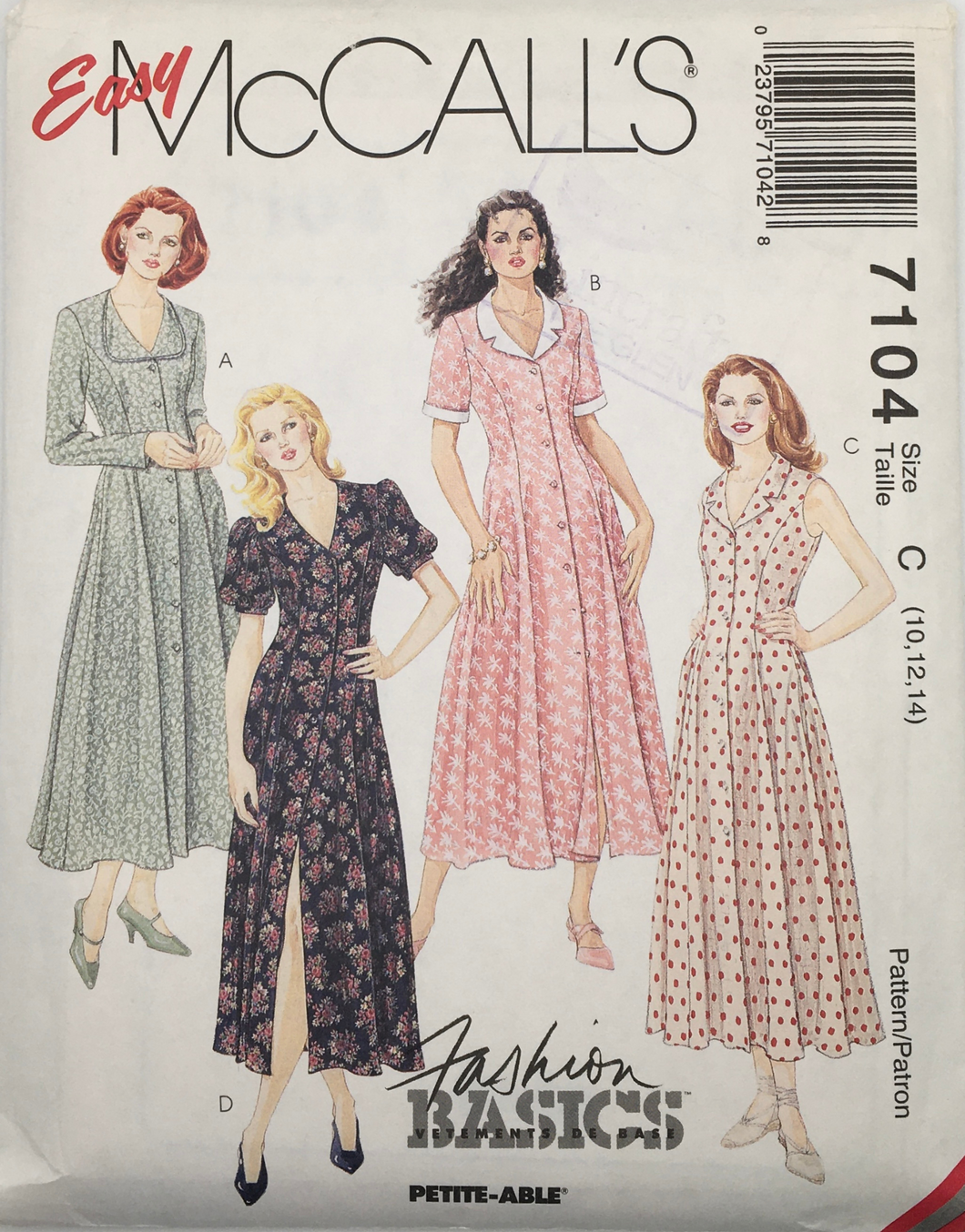 1994 Vintage Sewing Pattern: McCalls 7104