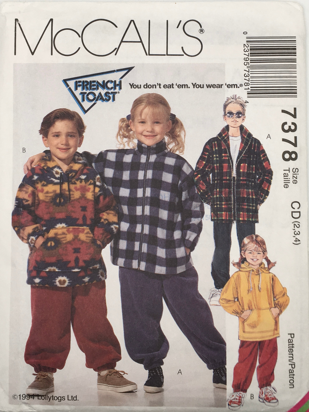 1994 Vintage Sewing Pattern: McCalls 7378