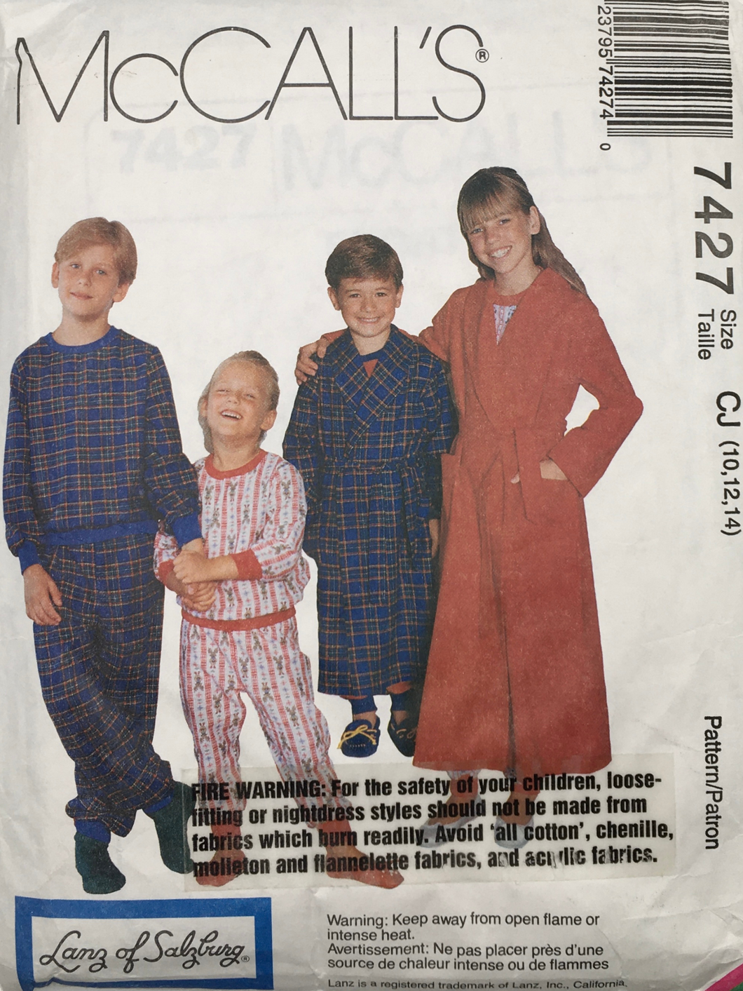 1994 Vintage Sewing Pattern: McCalls 7427