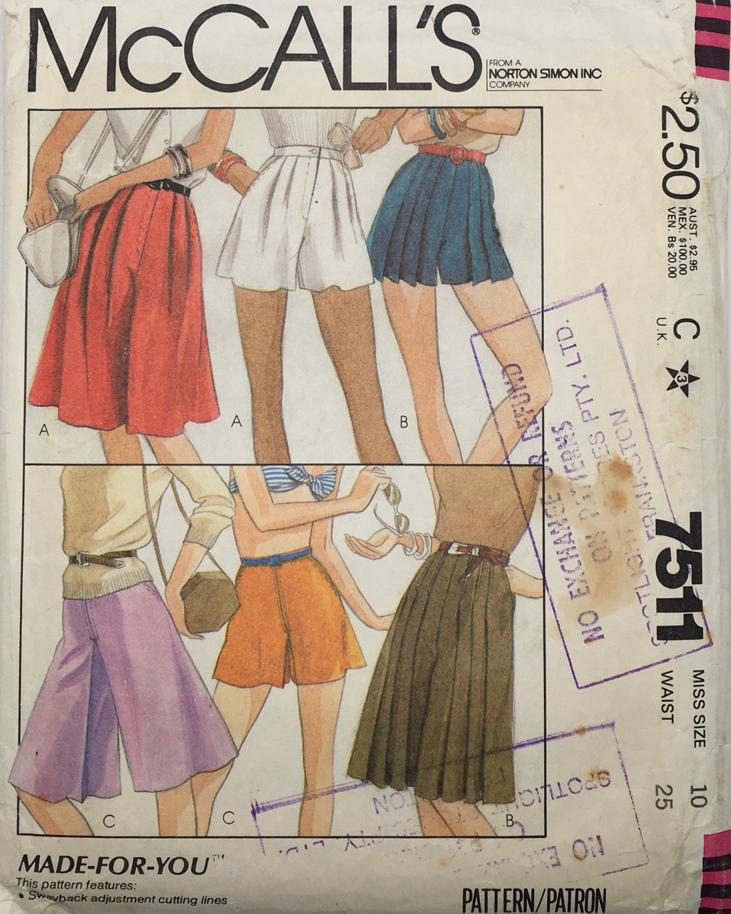 1981 Vintage Sewing Pattern: McCalls 7511