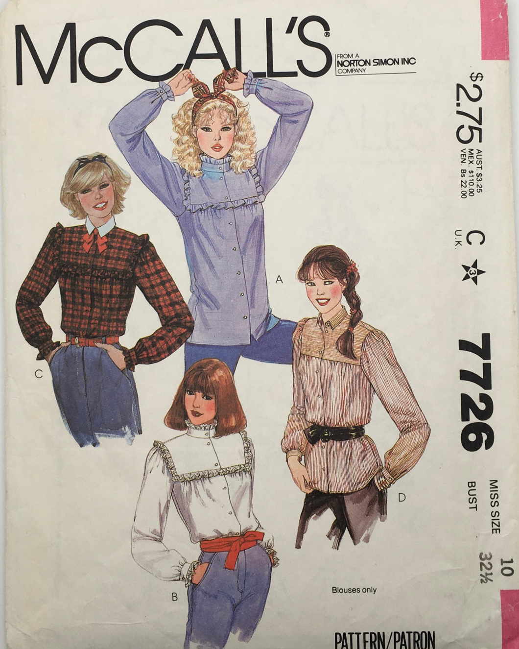 1981 Vintage Sewing Pattern: McCalls 7726