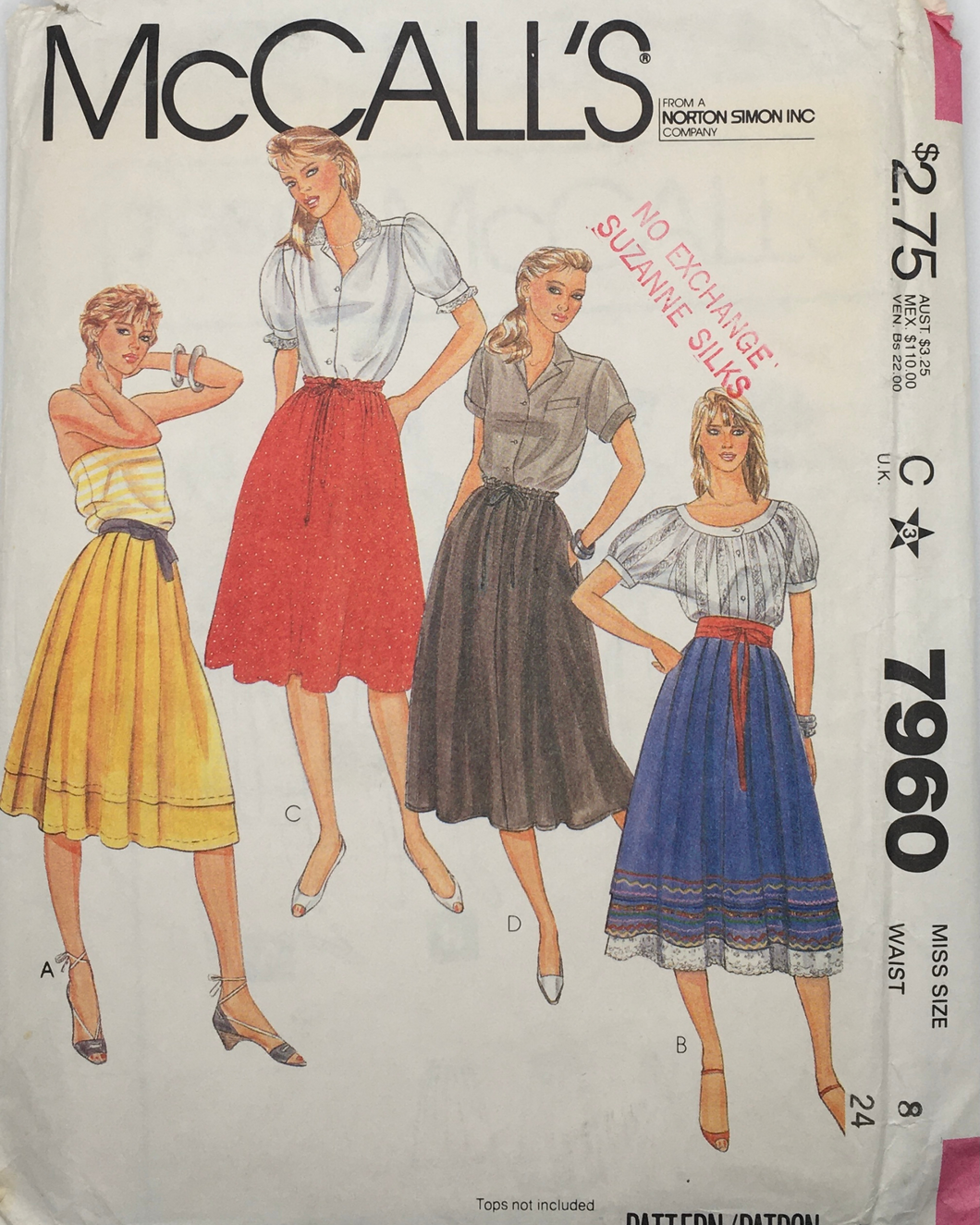 1982 Vintage Sewing Pattern: McCalls 7960