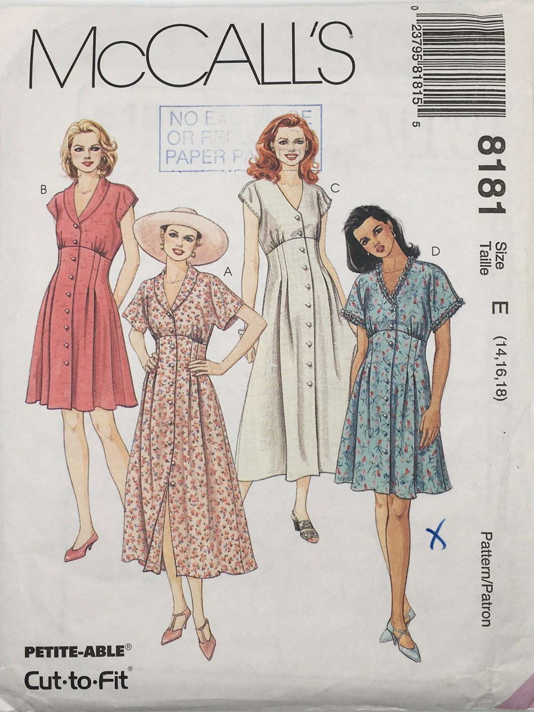 1996 Vintage Sewing Pattern: McCalls 8181