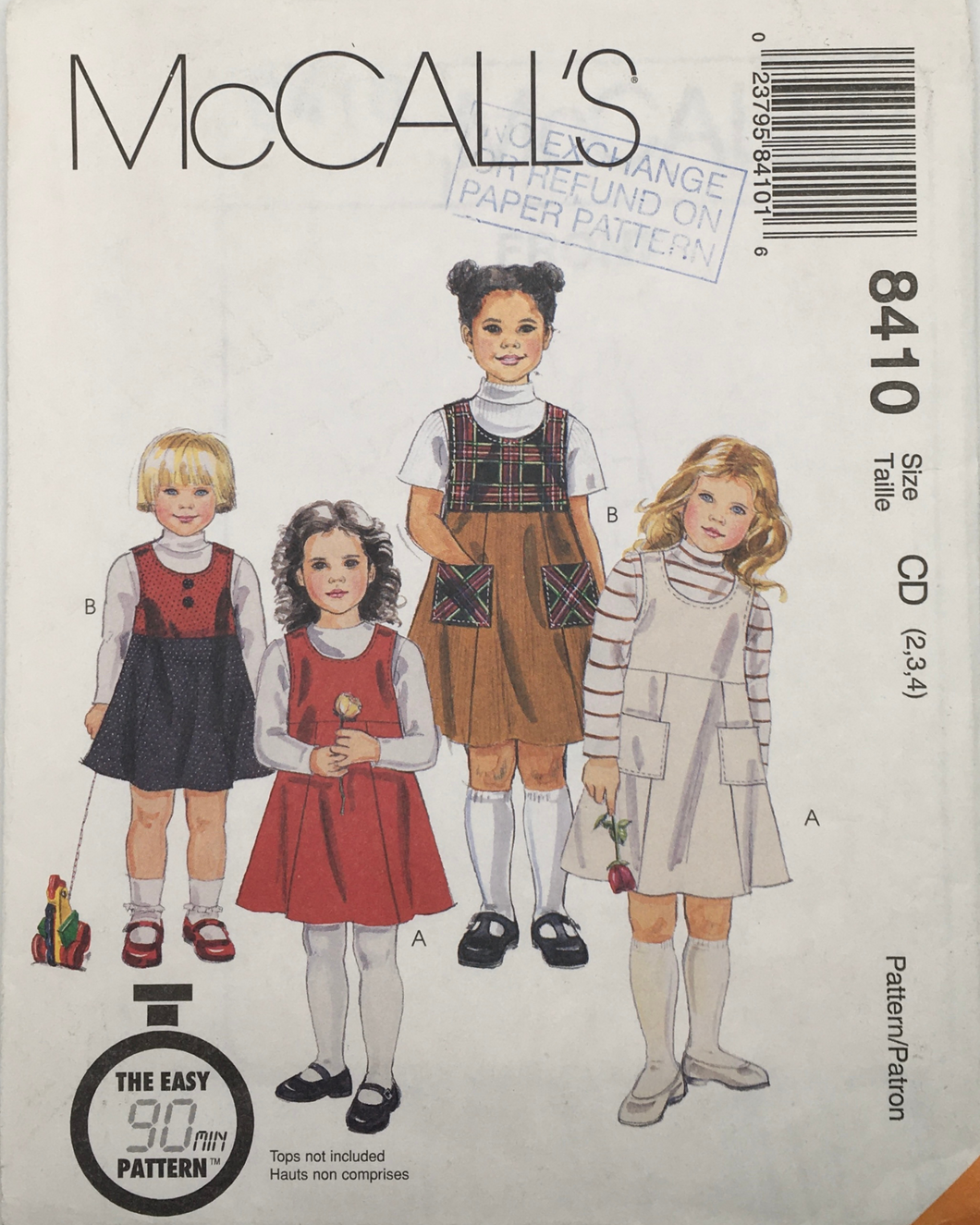 1996 Vintage Sewing Pattern: McCalls 8410