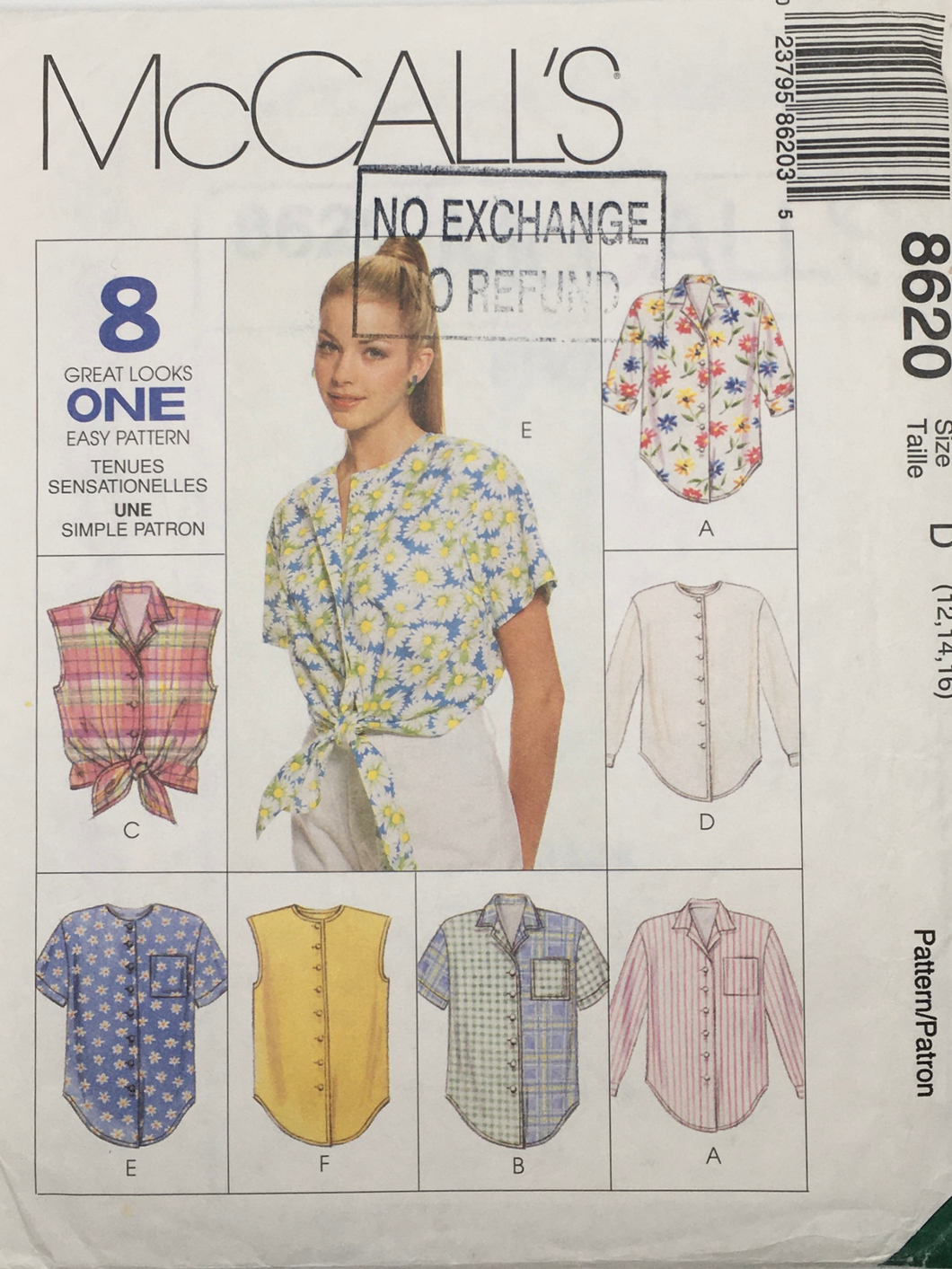 1997 Vintage Sewing Pattern: McCalls 8620