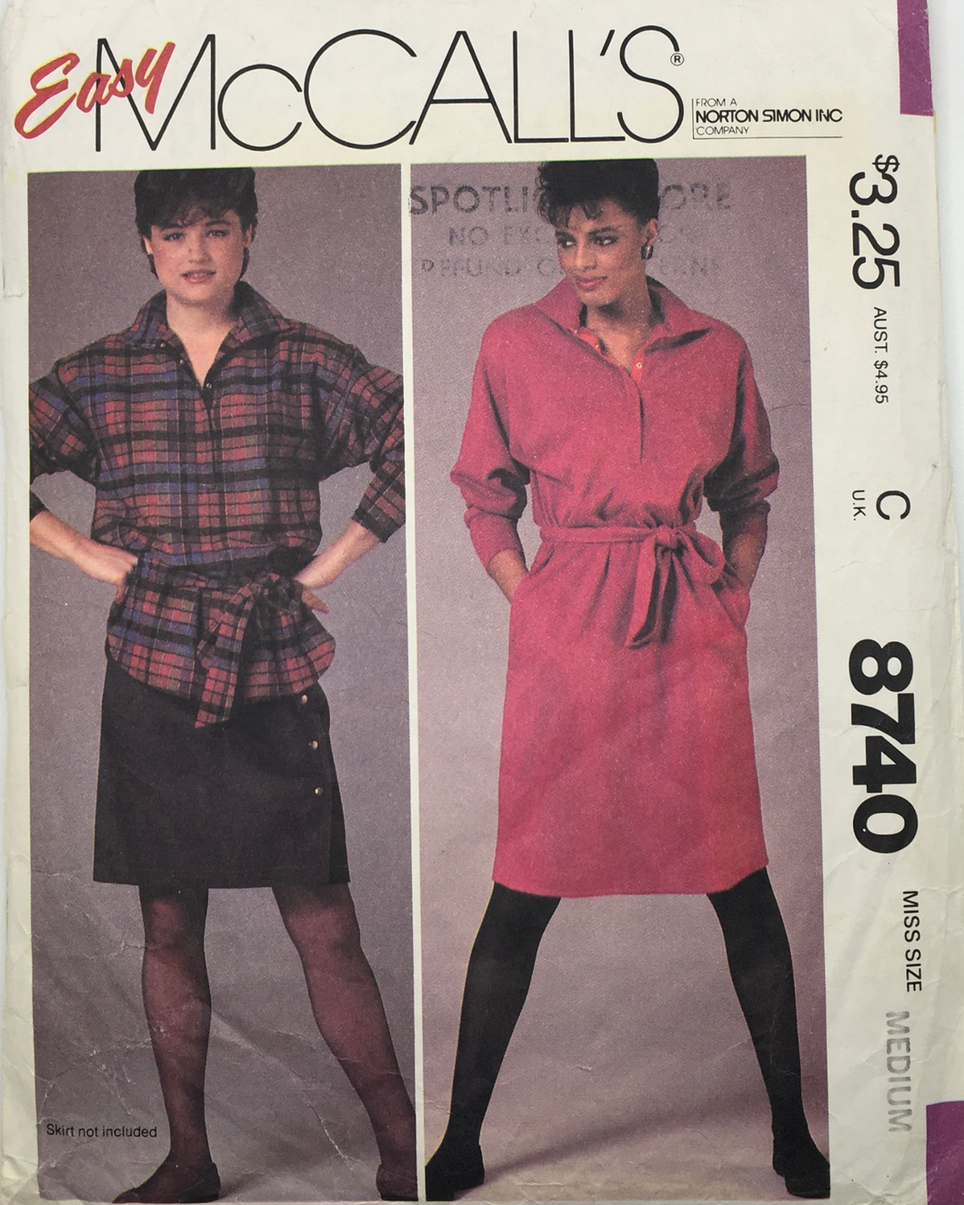 1983 Vintage Sewing Pattern: McCalls 8740