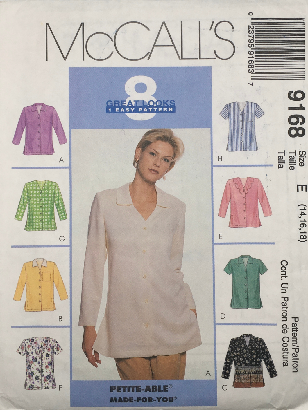 1998 Vintage Sewing Pattern: McCalls 9168