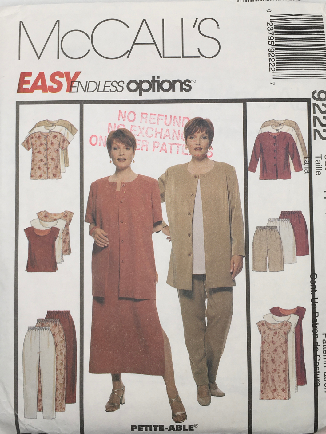 1998 Vintage Sewing Pattern: McCalls 9222