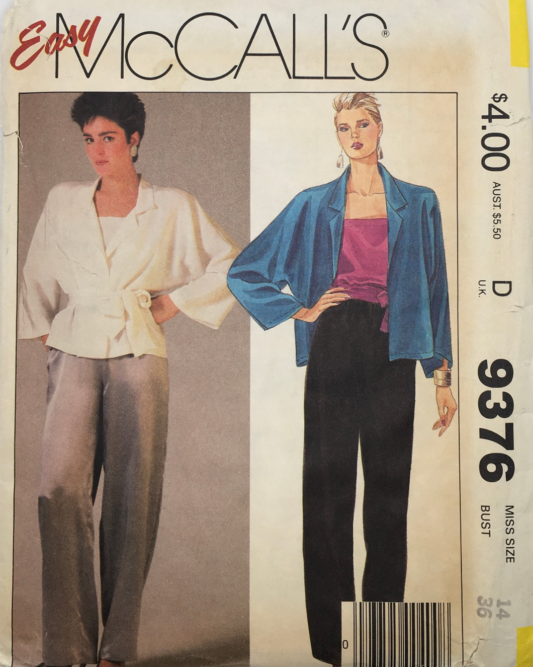 1984 Vintage Sewing Pattern: McCalls 9376