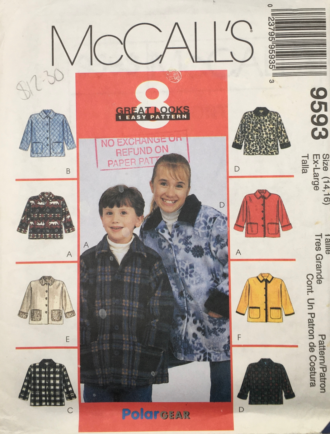 1998 Vintage Sewing Pattern: McCalls 9593