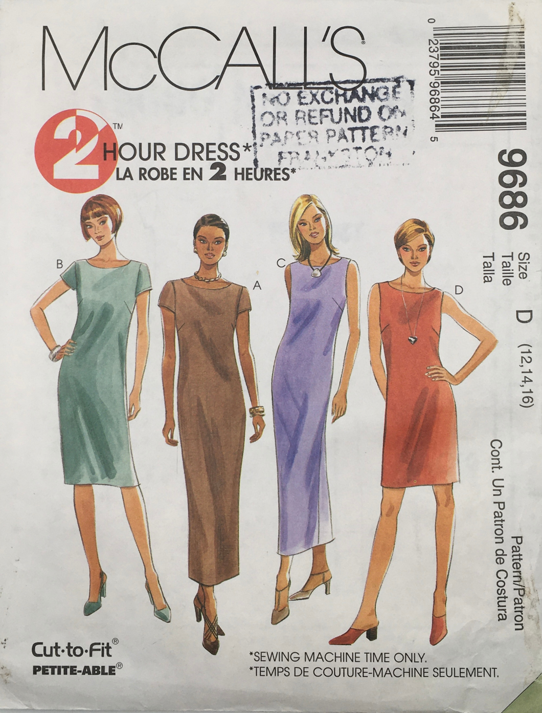 1998 Vintage Sewing Pattern: McCalls 9686