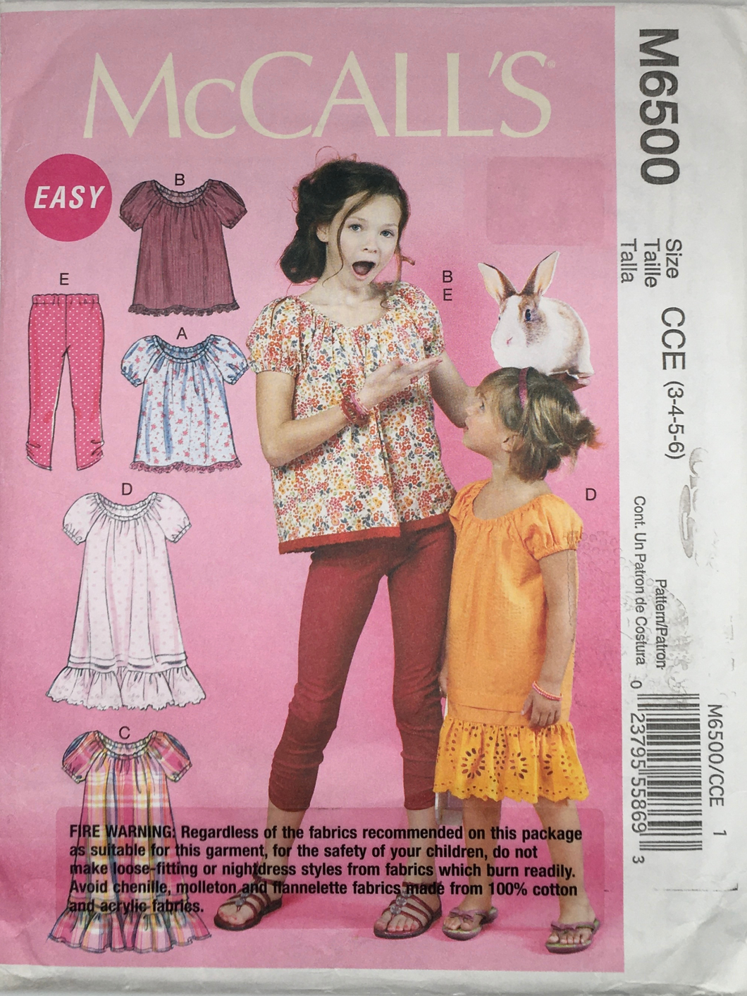 2012  Sewing Pattern: McCalls M6500