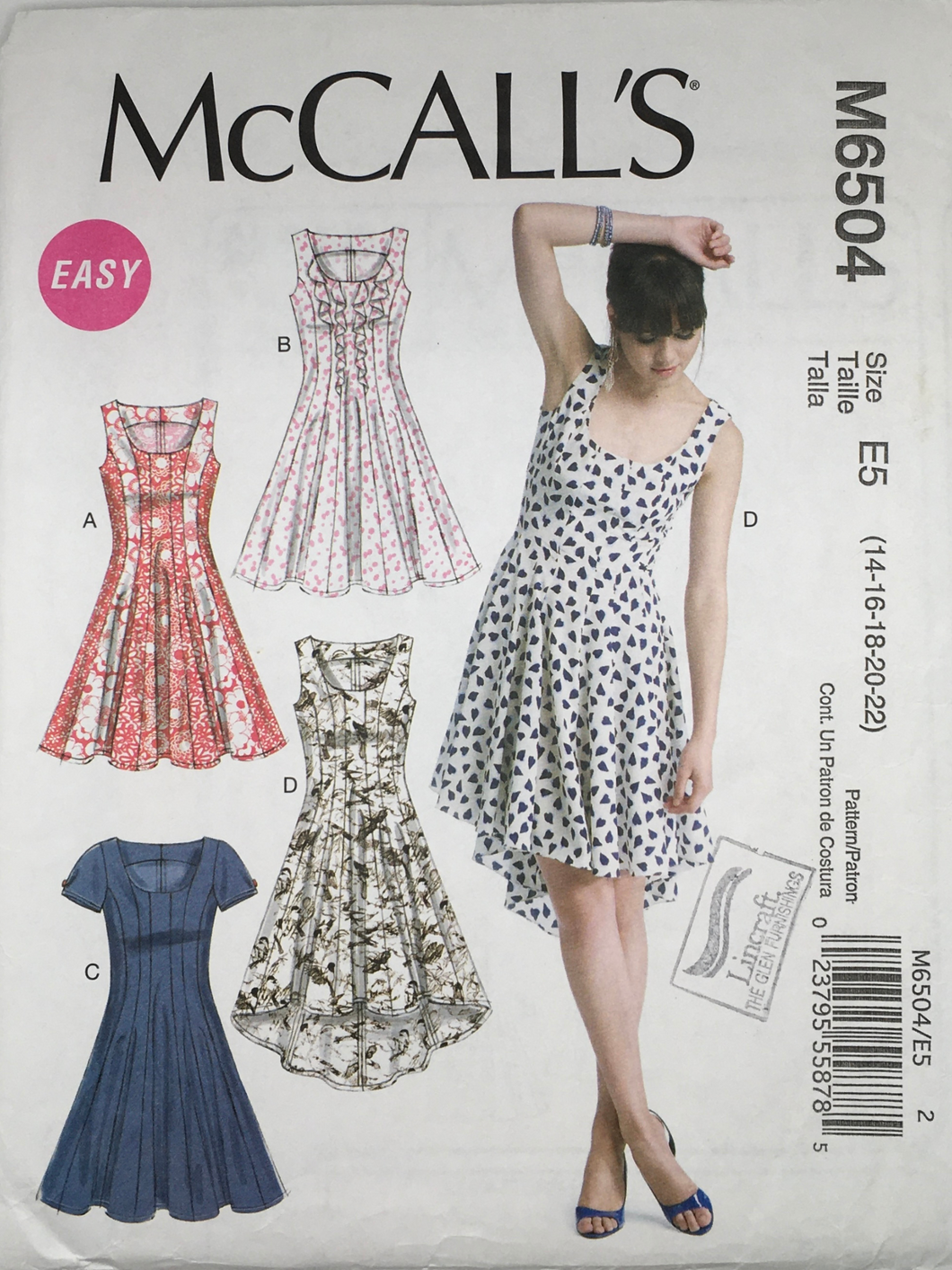 2012  Sewing Pattern: McCalls M6504