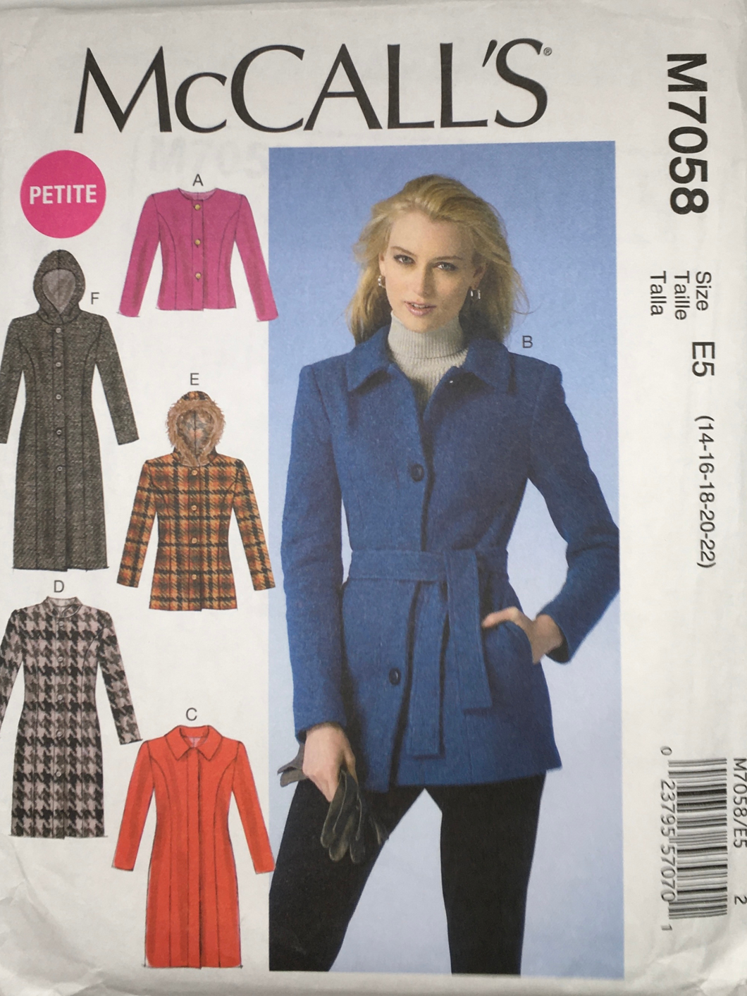 2014  Sewing Pattern: McCalls M7058