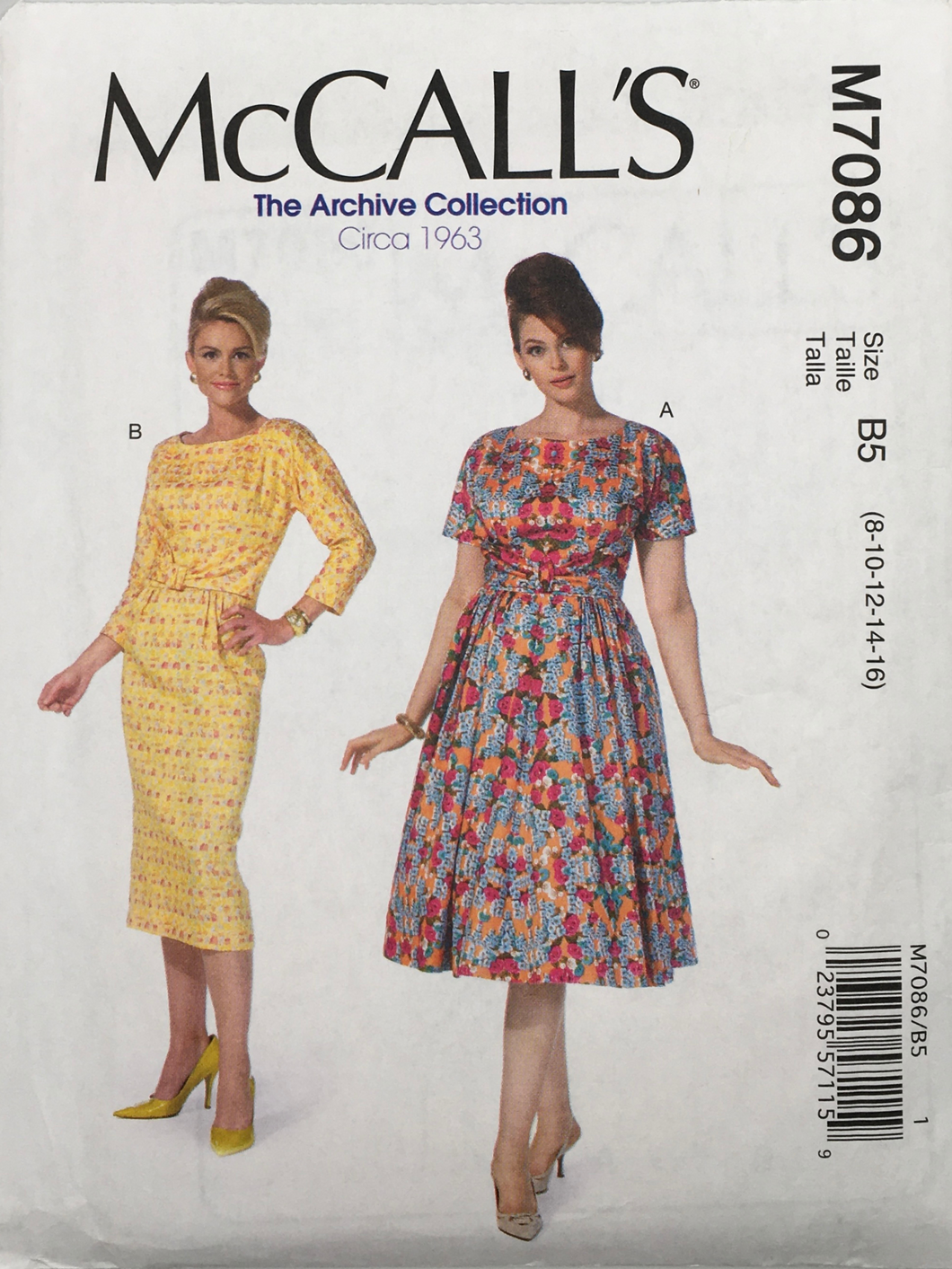 1963 Reproduction Sewing Pattern: McCalls M7086